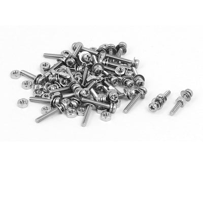 Harfington Uxcell M1.6 x 10mm 304 Stainless Steel Phillips Pan Head Screws Nuts w Washers 40 Sets