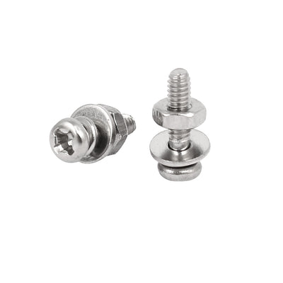 Harfington Uxcell M2 x 8mm 304 Stainless Steel Phillips Pan Head Screws Nuts w Washers 40 Sets