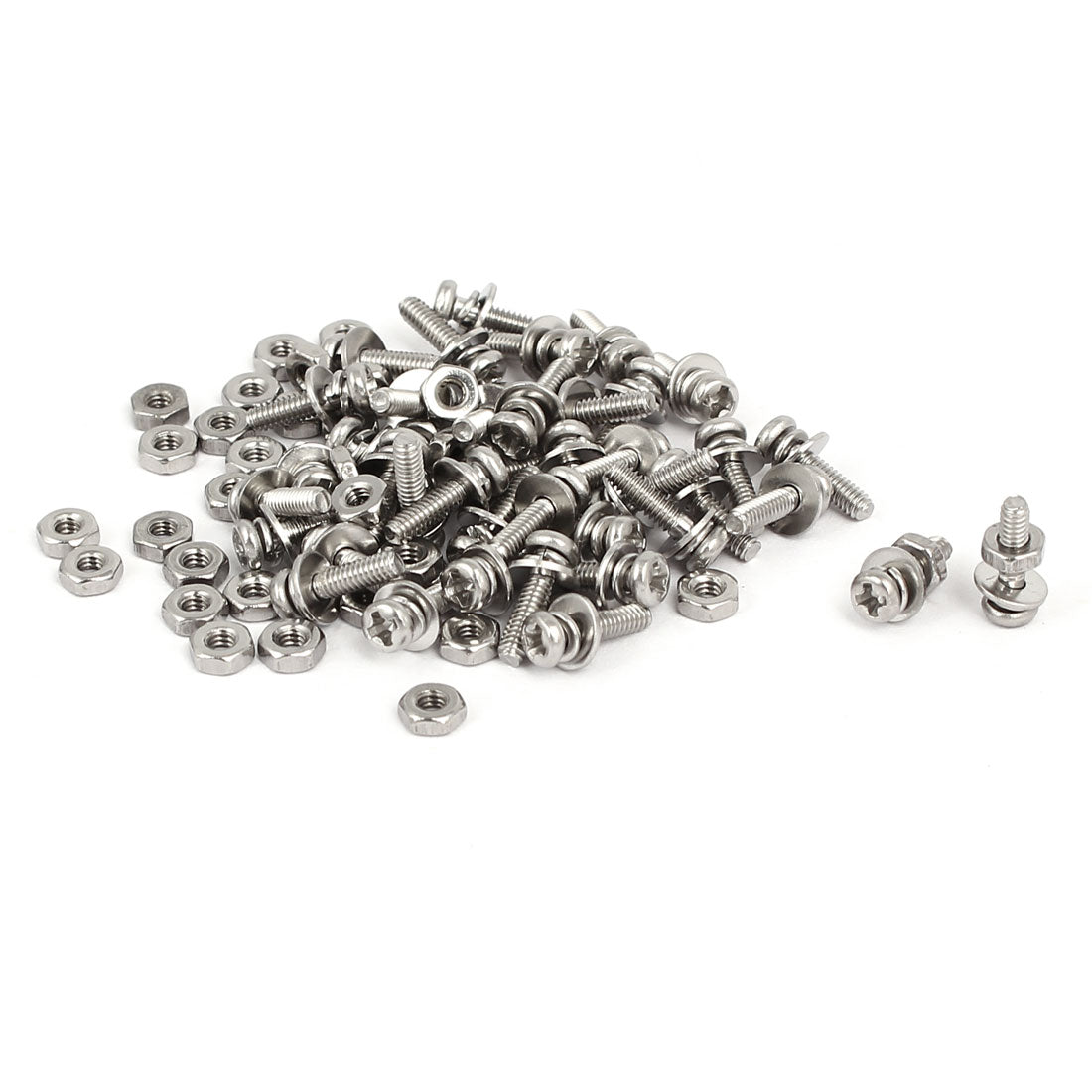 uxcell Uxcell M2 x 8mm 304 Stainless Steel Phillips Pan Head Screws Nuts w Washers 40 Sets