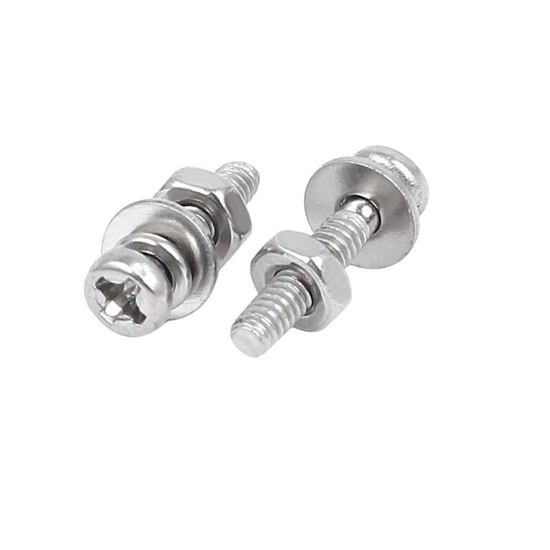 uxcell Uxcell M2 x 10mm 304 Stainless Steel Phillips Pan Head Screws Nuts w Washers 30 Sets