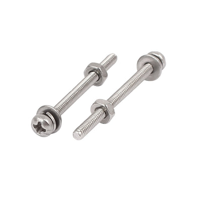 Harfington Uxcell M2 x 25mm 304 Stainless Steel Phillips Pan Head Screws Nuts w Washers 25 Sets