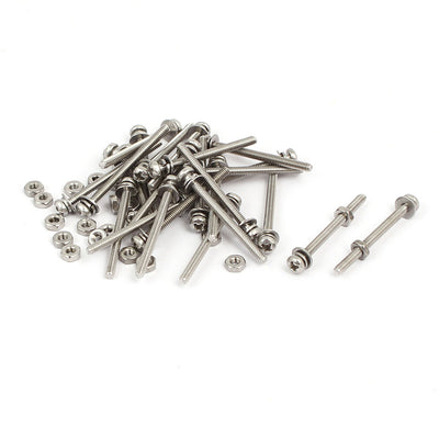 Harfington Uxcell M2 x 25mm 304 Stainless Steel Phillips Pan Head Screws Nuts w Washers 25 Sets