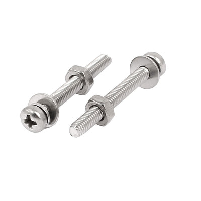 Harfington Uxcell M3 x 25mm 304 Stainless Steel Phillips Pan Head Screws Nuts w Washers 40 Sets