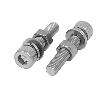 Harfington Uxcell M5 x 25mm 304 Stainless Steel Hex Socket Head Cap Screws Nuts w Washers 15 Sets