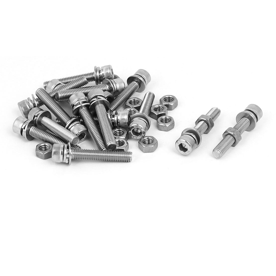 uxcell Uxcell M5 x 30mm 304 Stainless Steel Hex Socket Head Cap Screws Nuts w Washers 15 Sets