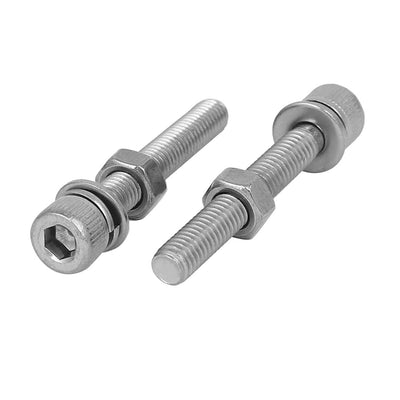 Harfington Uxcell M5 x 35mm 304 Stainless Steel Hex Socket Head Cap Screws Nuts w Washers 10 Sets