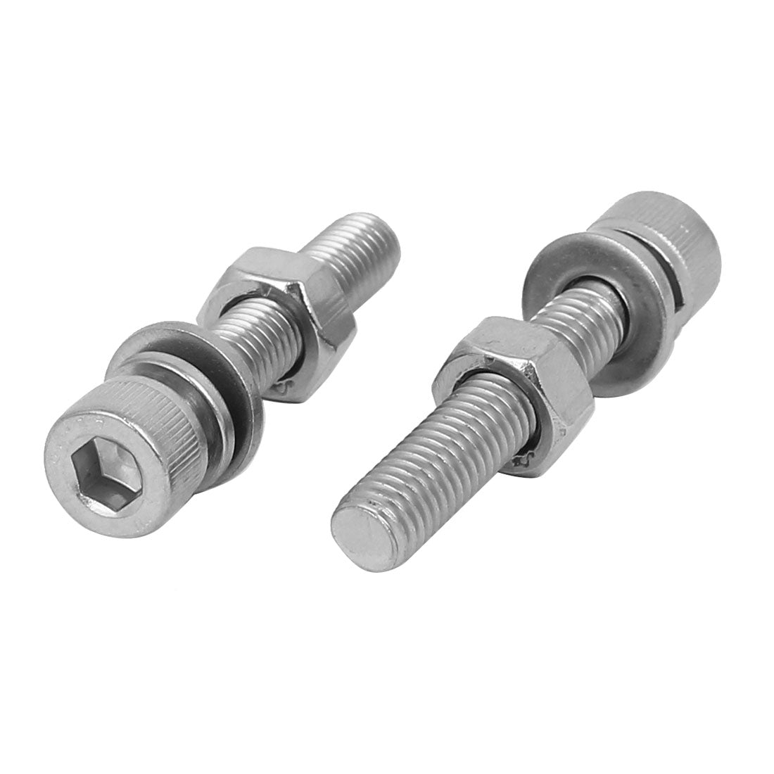 uxcell Uxcell M8 x 45mm 304 Stainless Steel Hex Socket Head Cap Screws Nuts w Washers 5 Sets