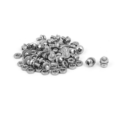 Harfington Uxcell M2.5 x 5mm 304 Stainless Steel Phillips Pan Head Screws Nuts w Washers 30 Sets