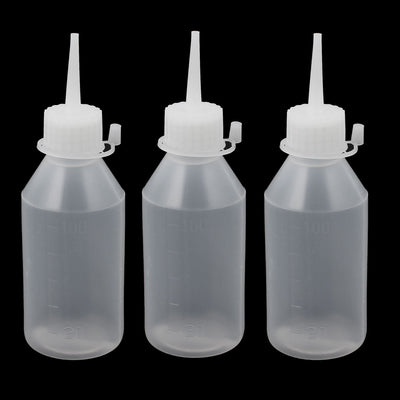 Harfington Uxcell YH-2L Plastic Kitchen Laboratory Squeeze Bottle Dispenser 100ML 3 Pcs