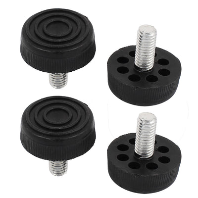 uxcell Uxcell M8 Male Thread Furniture Table Plastic Base Adjustable Leveling Feet Black 4pcs