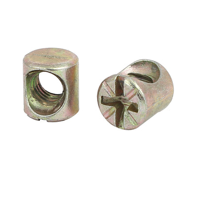 Harfington Uxcell M6 x 10mm Cross Dowel Slotted Metal Barrel Nuts 20PCS for Furniture Bed Chair