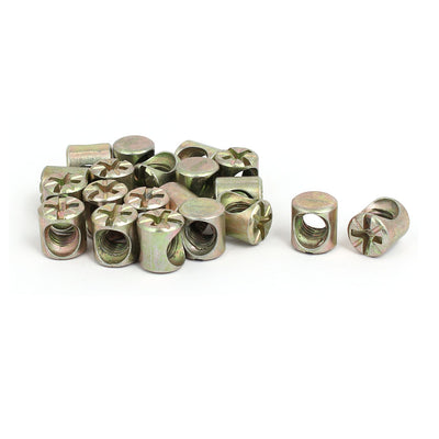 Harfington Uxcell M6 x 10mm Cross Dowel Slotted Metal Barrel Nuts 20PCS for Furniture Bed Chair
