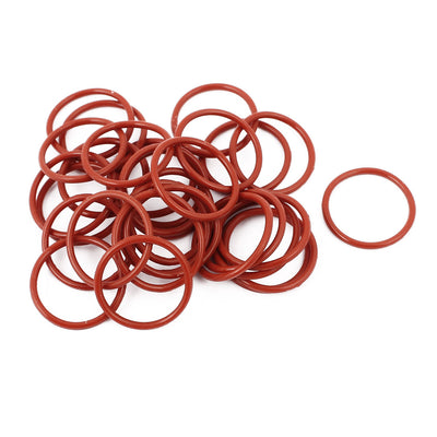 Harfington Uxcell 30Pcs Red 20mm x 1.5mm Silicone Rubber Gasket O Ring Sealing Ring Heat Resistant