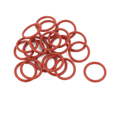 Harfington Uxcell 20pcs 1.5mm Thick Heat Oil Resistant Mini O-Ring Rubber Sealing Ring 14mm OD Red