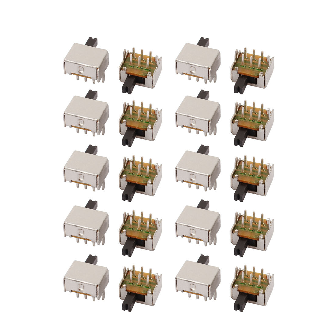 uxcell Uxcell 20Pcs 2 Position Vertical Angle 6P DPDT Micro Slide Switch Latching Power Switch