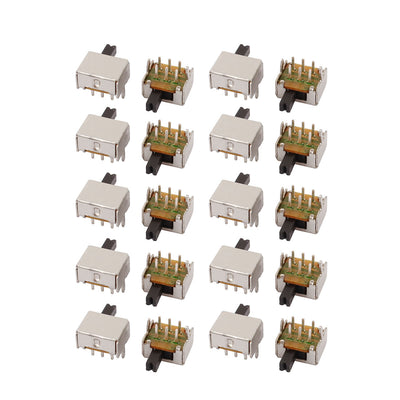 Harfington Uxcell 20Pcs 2 Position Vertical Angle 6P DPDT Micro Slide Switch Latching Power Switch