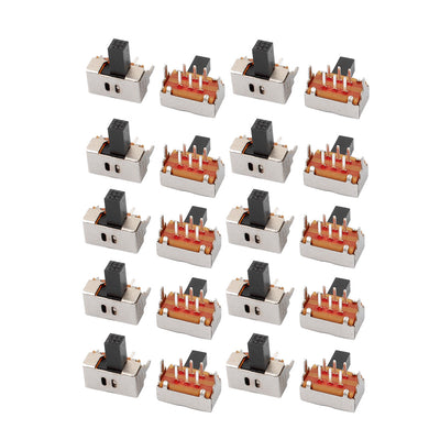 Harfington Uxcell 20Pcs 2 Position 6P DPDT Panel Mount Micro Slide Switch Latching Power Switch