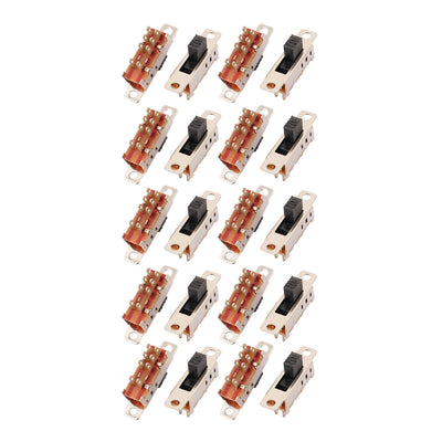 Harfington Uxcell 20Pcs 3 Position 8P DPDT Panel Mount Micro Slide Switch Latching Toggle Switch