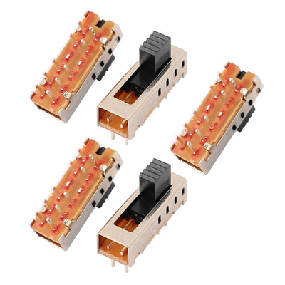 Harfington Uxcell 5Pcs 4 Position 10P 2P4T Panel Mount Micro Slide Switch Latching Power Switch