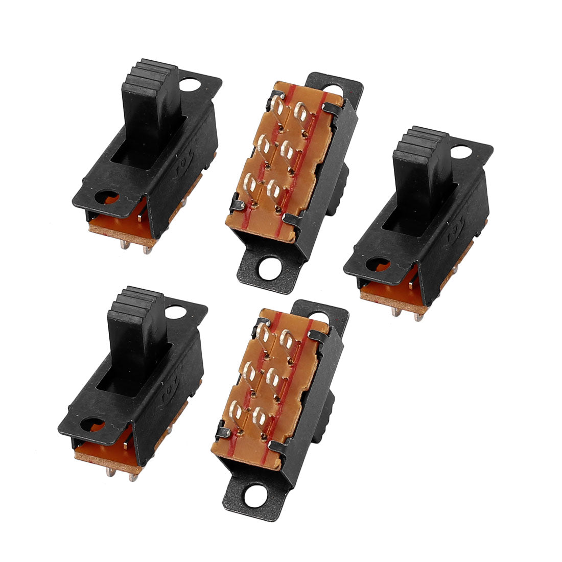 uxcell Uxcell 5pcs DPDT 2 Position 6 Terminals Panel Mount Horizontal Slide Switch