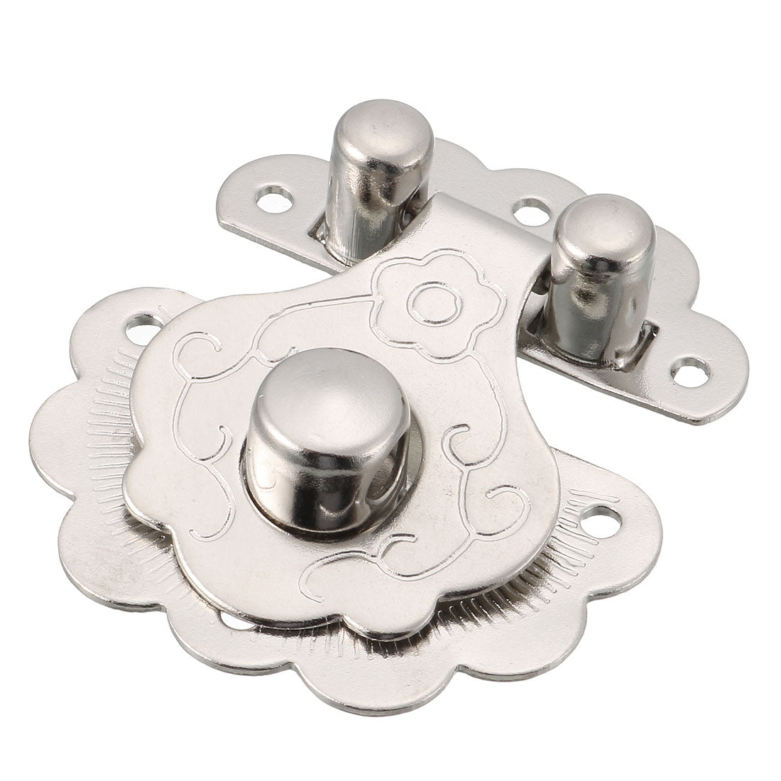 uxcell Uxcell Jewelry Box Flower Shaped Latches Hasp Catch Lock Silver Tone 33x32x10mm 2pcs