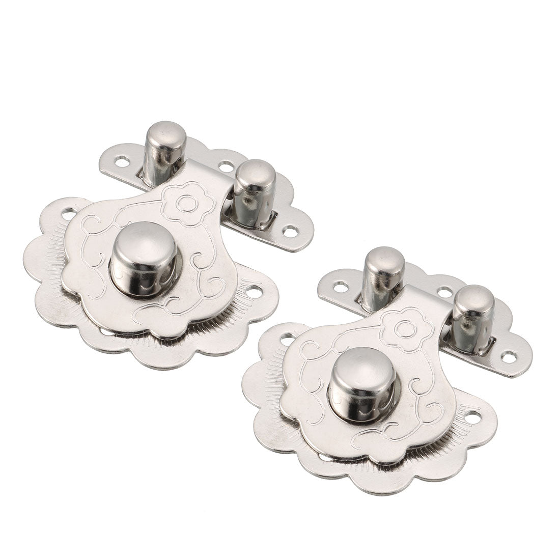 uxcell Uxcell Jewelry Box Flower Shaped Latches Hasp Catch Lock Silver Tone 33x32x10mm 2pcs