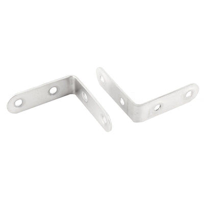 Harfington Uxcell Home Stainless Steel L Shape Furniture Accessory Corner Brace Joint Right Angle Bracket 2pcs