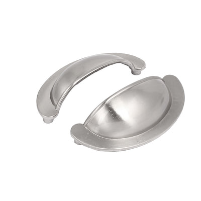 Harfington Uxcell 80mmx34mmx25mm Metal Shell Shaped Pull Handles Silver Tone 2pcs for Dresser Drawer