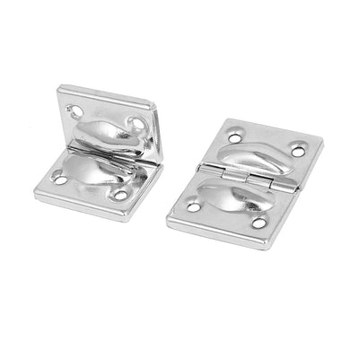 Harfington Uxcell Toolbox Suitcase Box Metal Hinges Support Silver Tone 44mmx30mm 2pcs