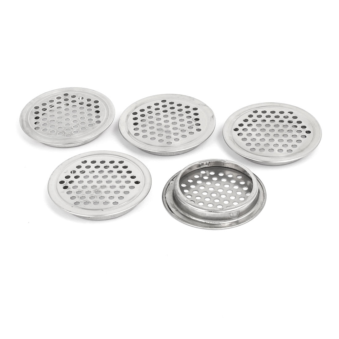 uxcell Uxcell 53mm Bottom Dia Stainless Steel Round Shaped Mesh Hole Air Vent Louver 5pcs
