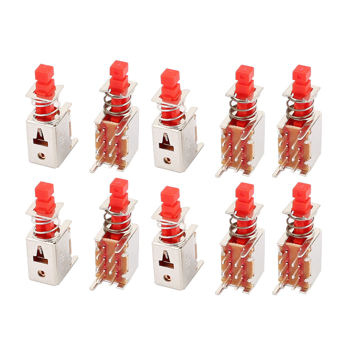uxcell Uxcell 10Pcs 6 Pin 3.2mm Pitch Self-Locking Self Locking DPDT Mini Micro Push Button Switch