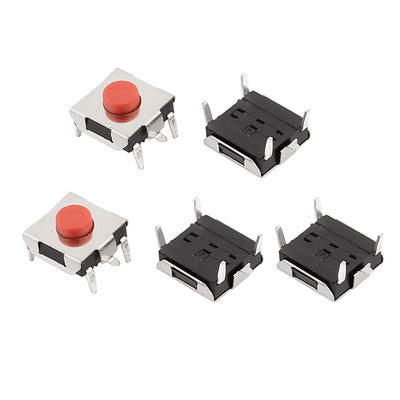 Harfington Uxcell 5Pcs 6mmx6mmx3.1mm Panel PCB Momentary Tactile Tact Push Button Switch 4 Pin DIP