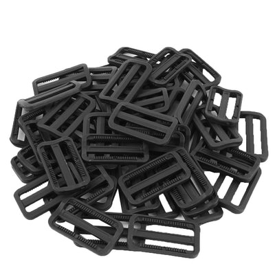 Harfington Uxcell Luggage Bag Plastic Webbing Connecting   Glide Buckle Fastener Black 50 Pcs