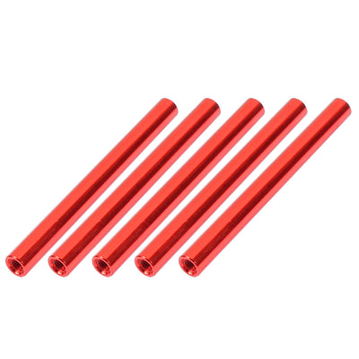 Harfington Uxcell 5 Pcs M3 x 55mm Round Aluminiferous Column Alloy Standoff Spacer Stud Fastener for Quadcopter Red