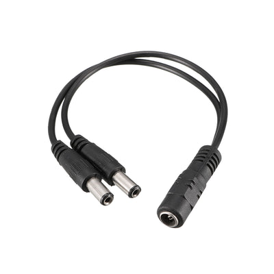 Harfington Uxcell 2.1 x 5.5mm Female to 2 Male DC Power Extension Cable Cord Black 20cm Length