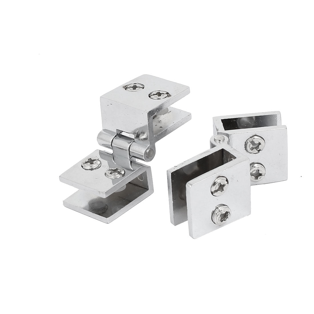 uxcell Uxcell Zinc Alloy 90 Degree Glass to Glass Door Hinge Glass Clamp Clips Holders 2pcs