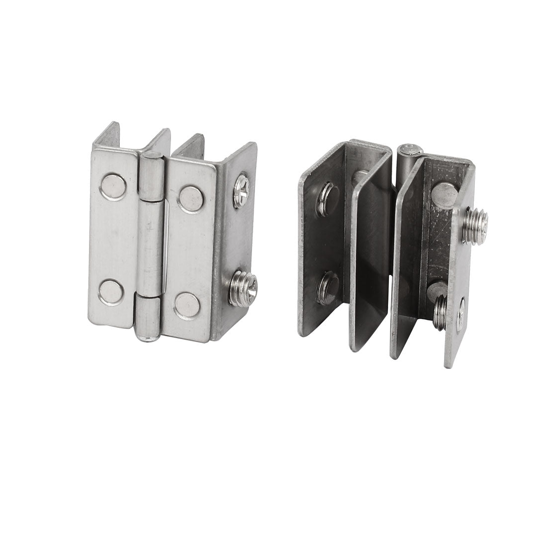 uxcell Uxcell 5-8mm Thickness Adjustable Glass Door Double Clip Clamp Hinges 4PCS