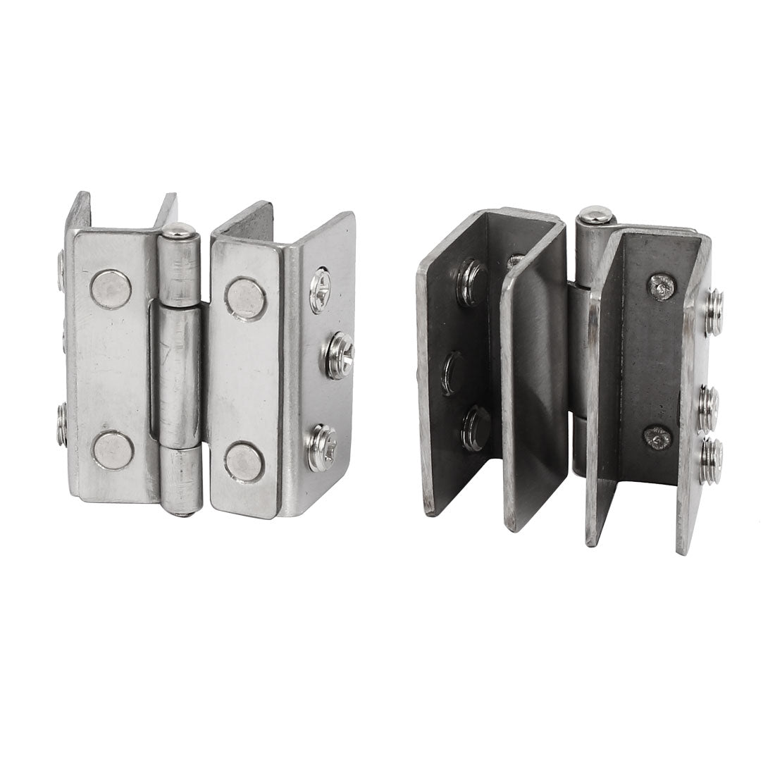 uxcell Uxcell 8-10mm Thickness Adjustable Glass Door Double Clip Clamp Hinges 2PCS