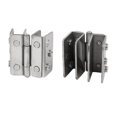Harfington Uxcell 8-10mm Thickness Adjustable Glass Door Double Clip Clamp Hinges 2PCS