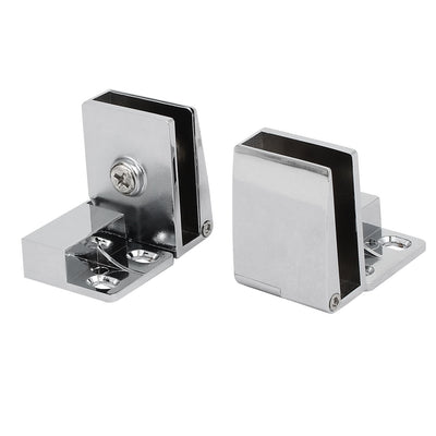 Harfington Uxcell 3mm-5mm Thick Metal Glossy Wall Mount Glass Holders Door Hinges Clamps Clips 1pairs