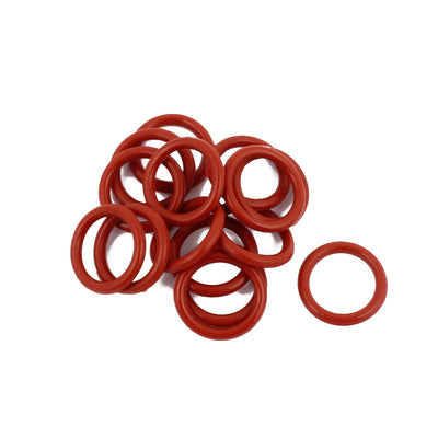 Harfington Uxcell 15pcs 14mmx1.9mm Heat Resistant Silicone O Ring Oil Sealing Ring Gasket Red