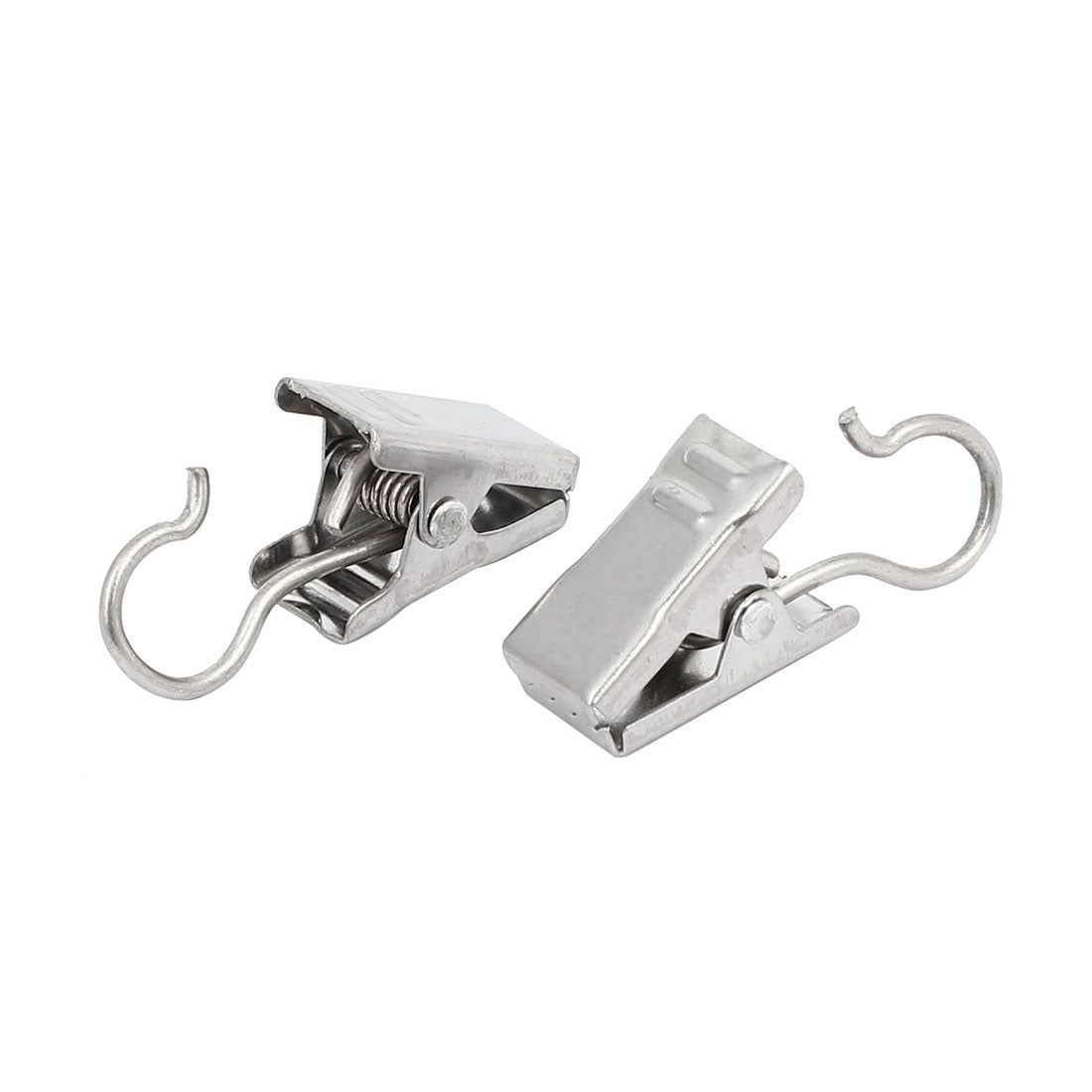 uxcell Uxcell 304 Stainless Steel Spring Loaded Sawtooth Curtain Clips Clamp Silver Tone 20pcs