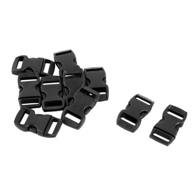 Harfington Uxcell Plastic Side Quick Release Clasp Buckles Black 10mm Width Webbing Strap 10pcs