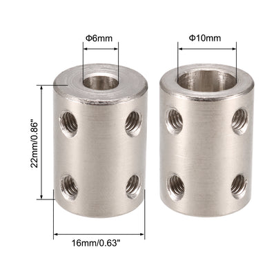 Harfington Uxcell Bore Stainless Steel Robot Motor Wheel Coupling Coupler Silver Tone