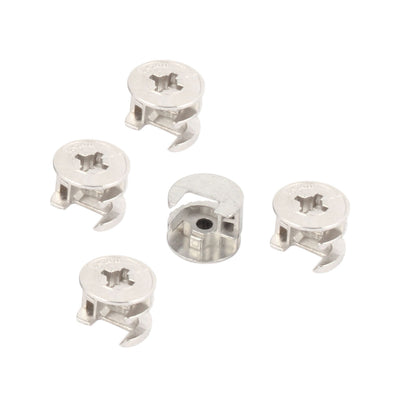 Harfington Uxcell Furniture Hardware Eccentric Wheel Thickening Nut Connectors Silver Tone 15 x 11mm 5 Pcs