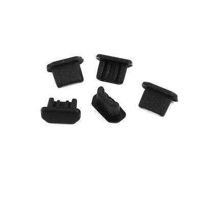 Harfington Uxcell 5Pcs Micro-USB Black Silicone Anti-dust Stopper/Plug for Protect Data Port Of PC