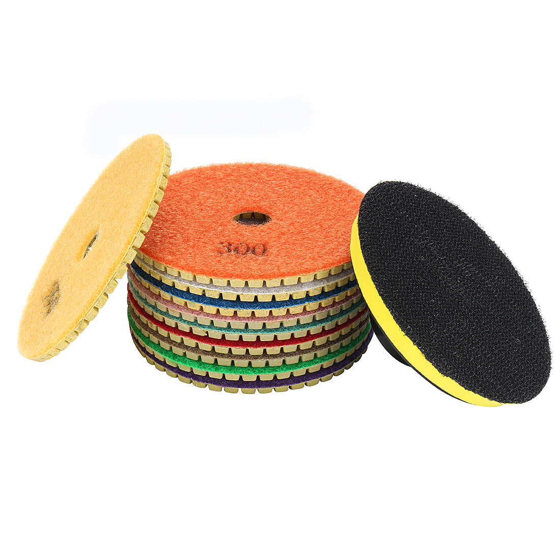 uxcell Uxcell 4-inch Diamond Wet Polishing Sanding Grinding Pads 10 in 1 w Rubber Backer Pad