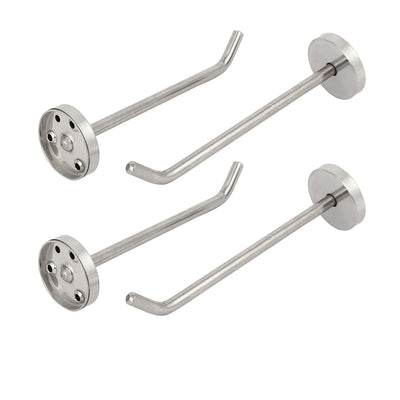 uxcell Uxcell Fitting Room Stainless Steel Wall Mounted Hanger 40mm Base Dia 160mm Long 4pcs