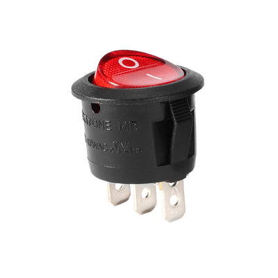 uxcell Uxcell Red Lamp 3 Terminal SPST 2 Position I/O Round Button Rocker Switch