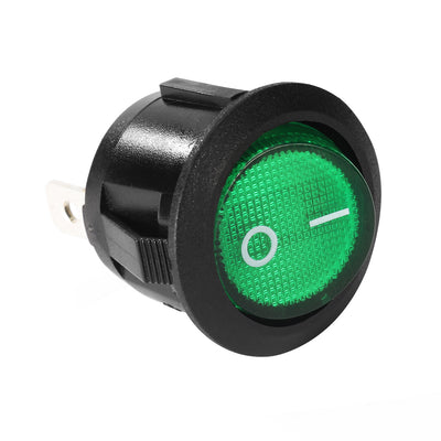 Harfington Uxcell 5Pcs Green Lamp 3 Terminal SPST 2 Position Round Button Rocker Switch
